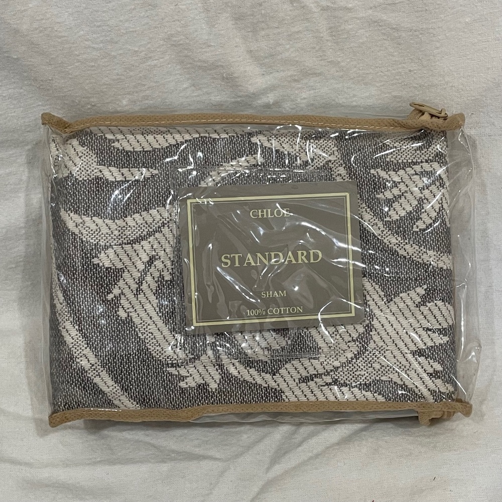 CHLOE Standard Pillow Sham NEW Gray Floral Pillowcase